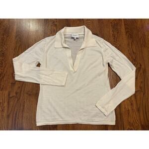 Reformation Women's Lucas Relaxed Regenerative Merino Polo – Cream – Size Medium